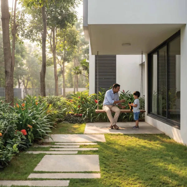 200 sq.ft. private courtyard with full-grown tree